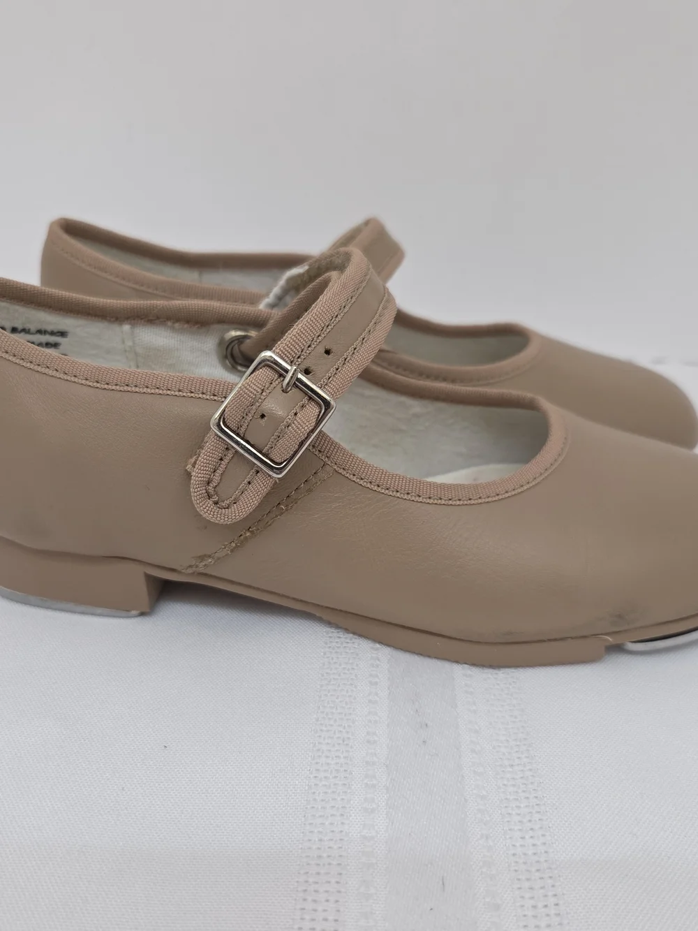 Capezio Kids Mary Jane Tap Shoes Sz 12.5 Taupe Dance
